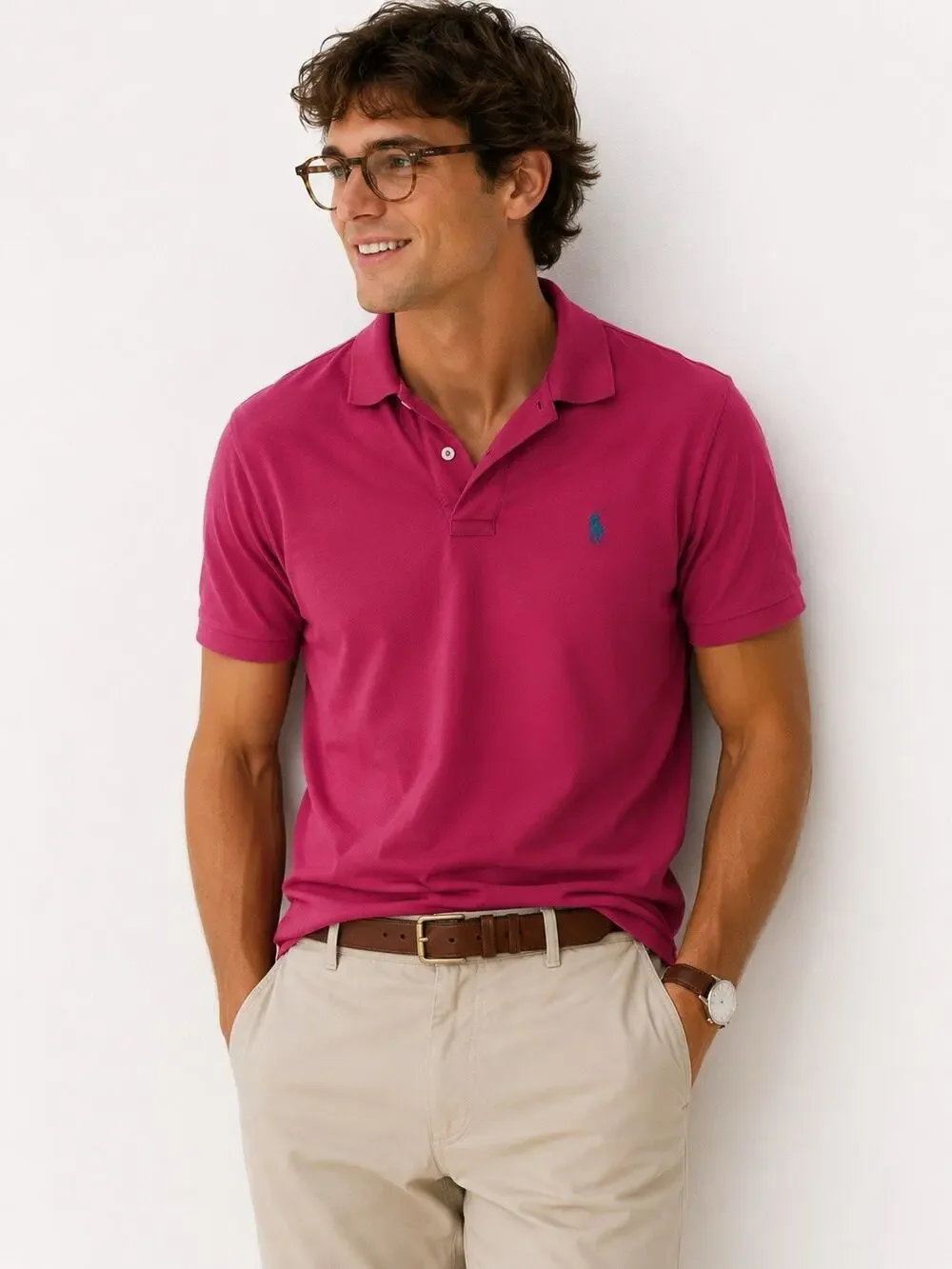 Polo Ralph Lauren Polo Shirt Men’s Sz L Slim Knit Short Sleeve Pink Golf Summer